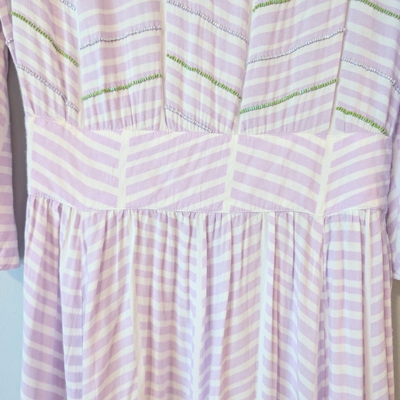 Elegant Skemo Lavender Striped Maxi Dress With Bell Sleeves. Sz. M - Picture 6 of 9